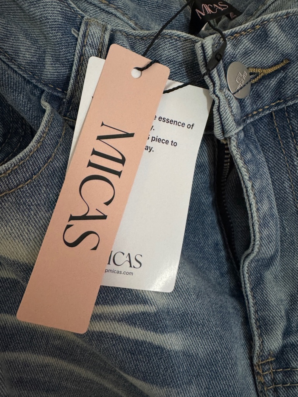 Trendy Distressed Patchwork Jeans Pink Wide Leg Y2K - Picture 5 of 9